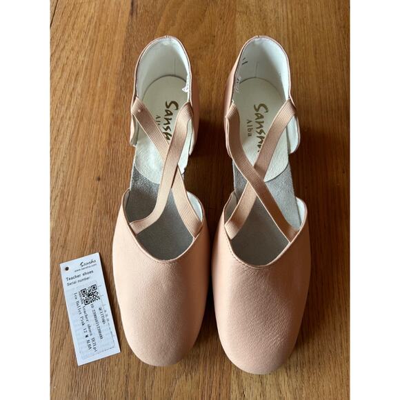 Sansha Alba Leather Ballet Teaching and Character Shoes Pink 12M TE8 New US 9 - Picture 1 of 6